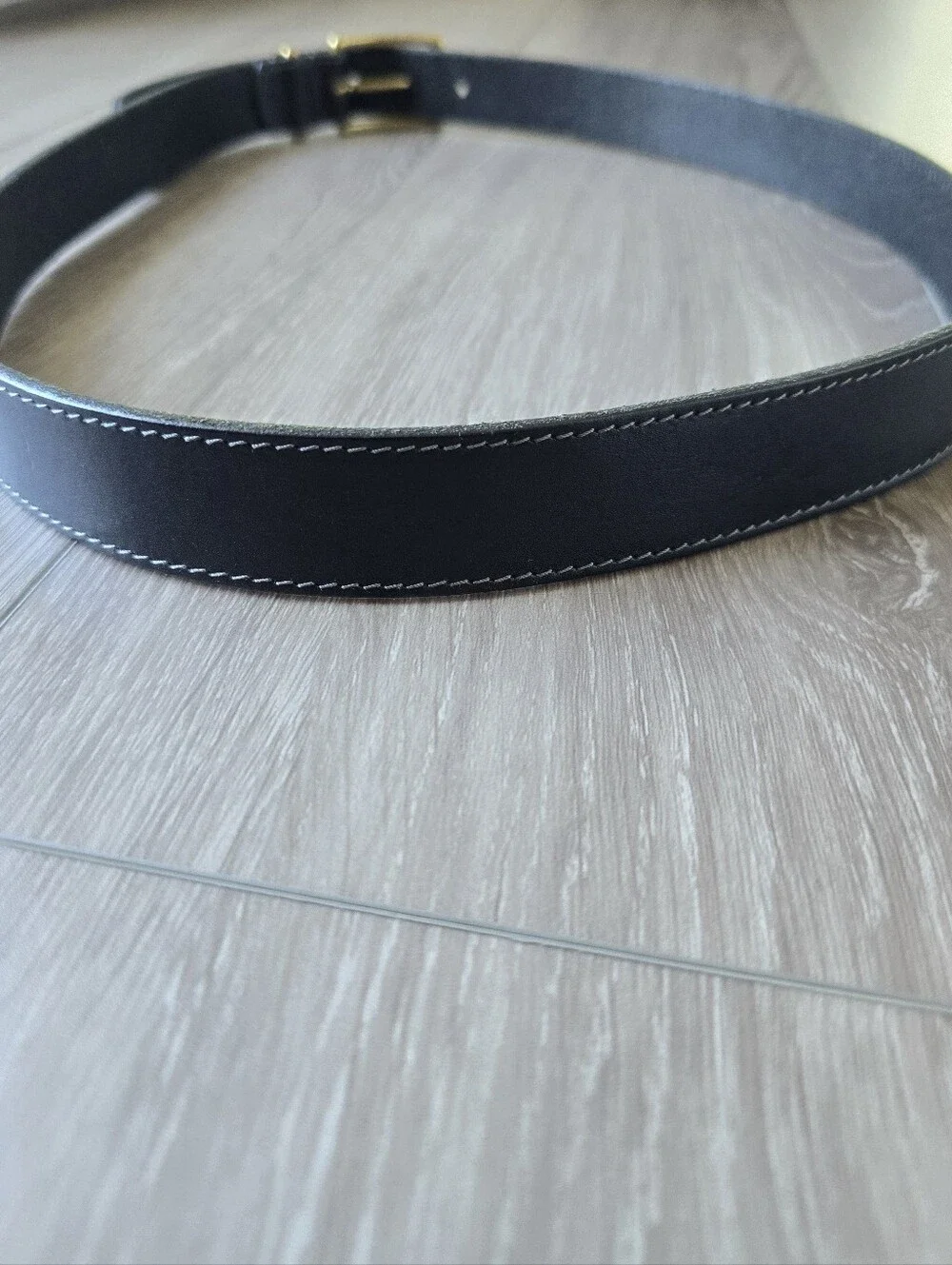 L.L. Bean Black Full Grain Leather Belt Made in England Brass Buckle Size 38